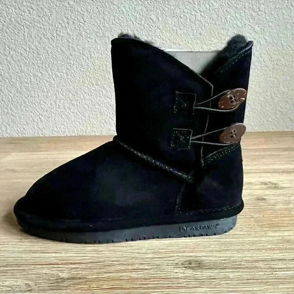 Bearpaw Winter Boots Rosaline Toddler Size 12 Black Suede Shearling Pull On - Picture 3 of 11